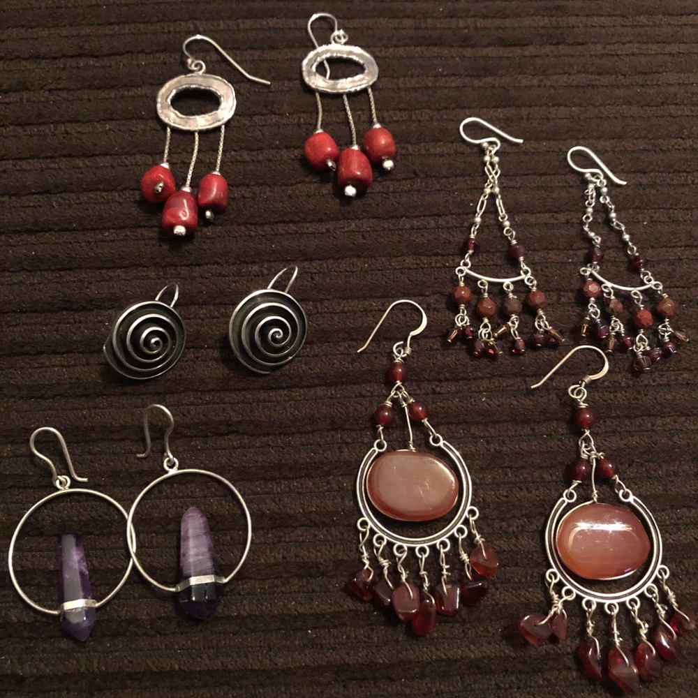 5pr Sterling and natural stone earrings